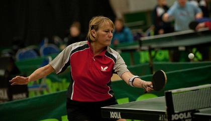 Sandra Rider playing Table Tennis